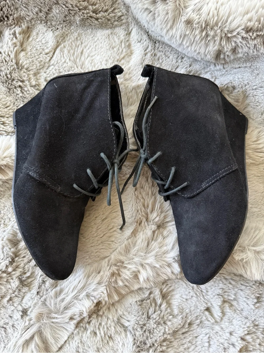 Nine West Black Suede Wedge Booties